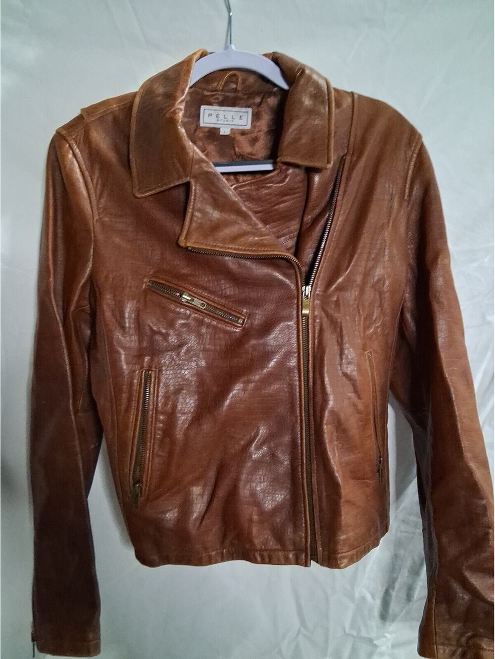 Pelle Studio Women's Brown Leather Moto Jacket Size L